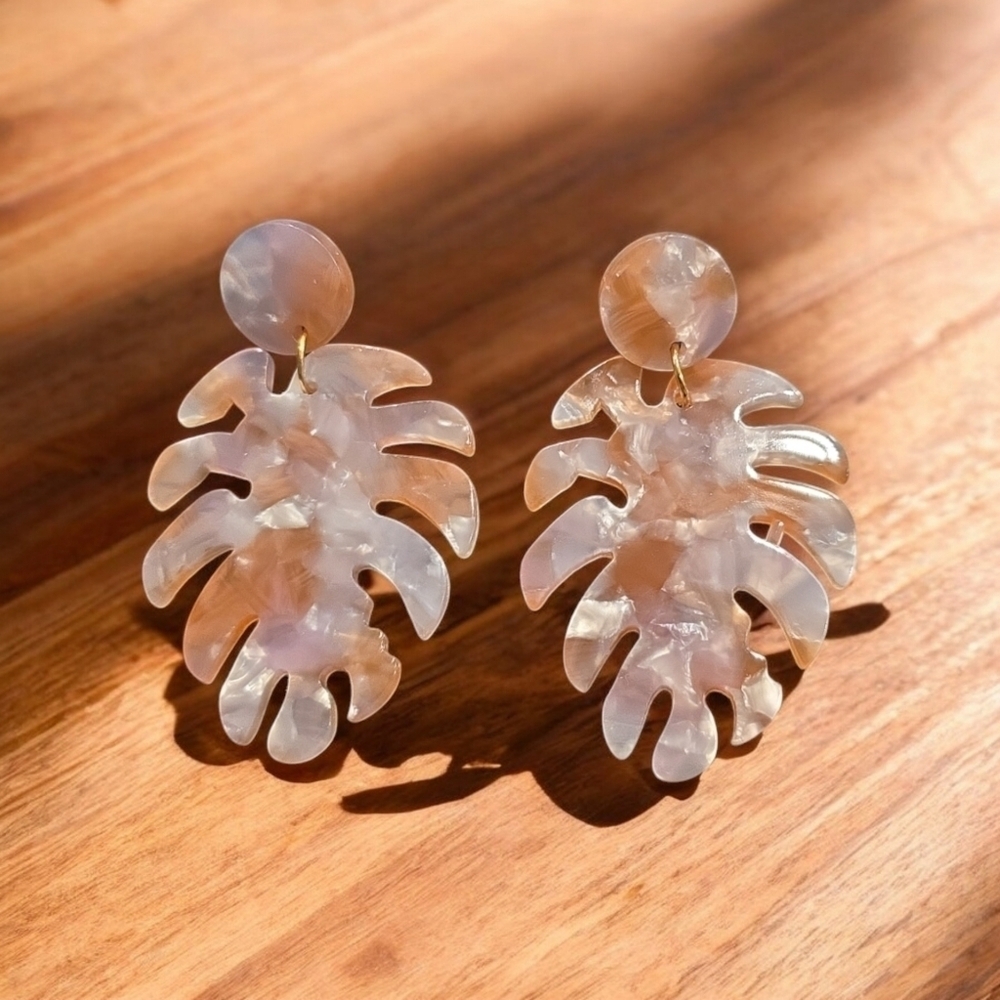 Acrylic Leaf Shape Drop Dangle Earrings